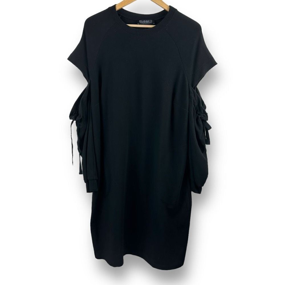 Eloquii Women's Size 16 Long Sleeve Cold Shoulder Dress‎ Black Sweatshirt